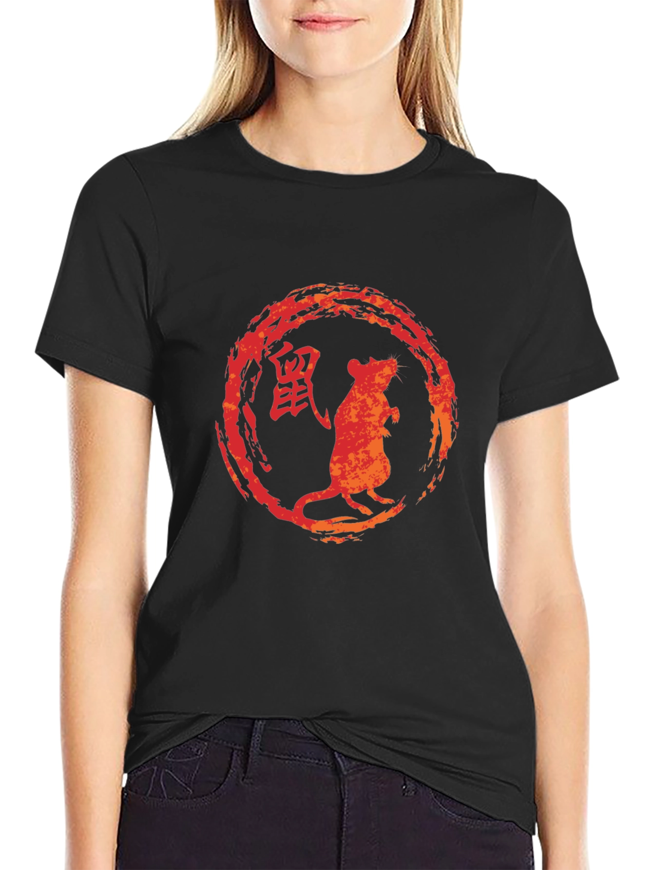 Camiseta Negra Zodiaco Chino Rata