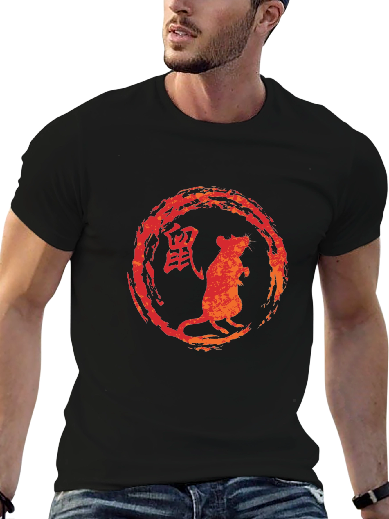 Camiseta Negra Zodiaco Chino Rata