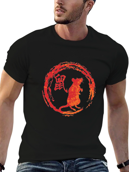 Camiseta Negra Zodiaco Chino Rata