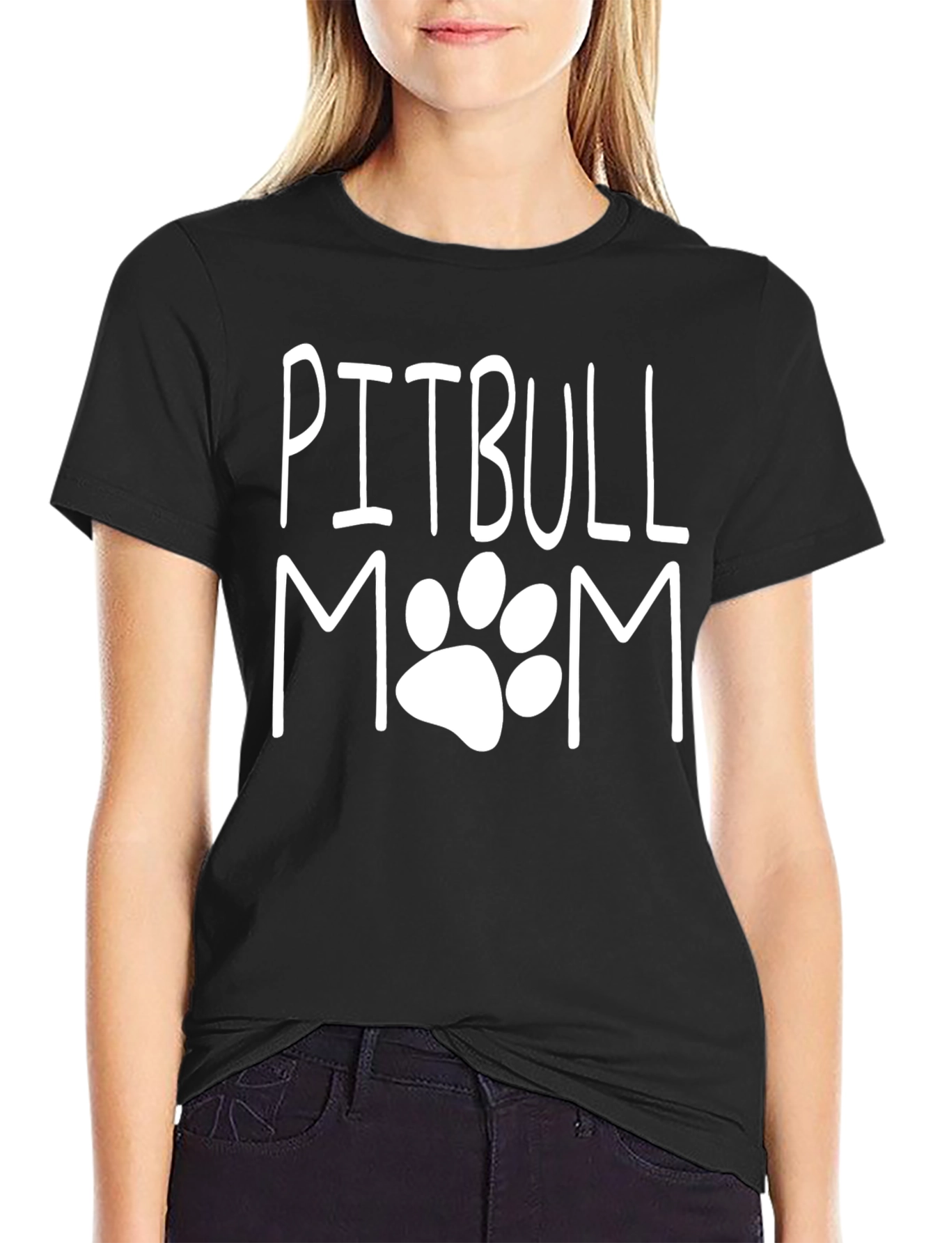 Camiseta Negra Pitbull Mom Unisex