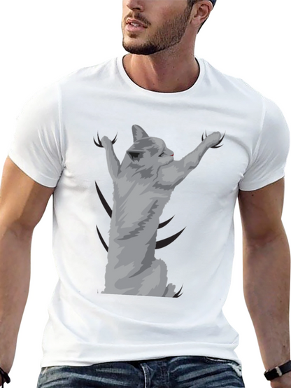 Camiseta Negra con Diseño de Gato Adorable