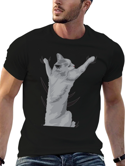 Camiseta Negra con Diseño de Gato Adorable