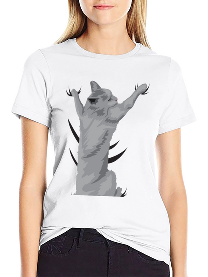 Camiseta Negra con Diseño de Gato Adorable