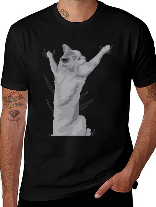 Camiseta Negra con Diseño de Gato Adorable