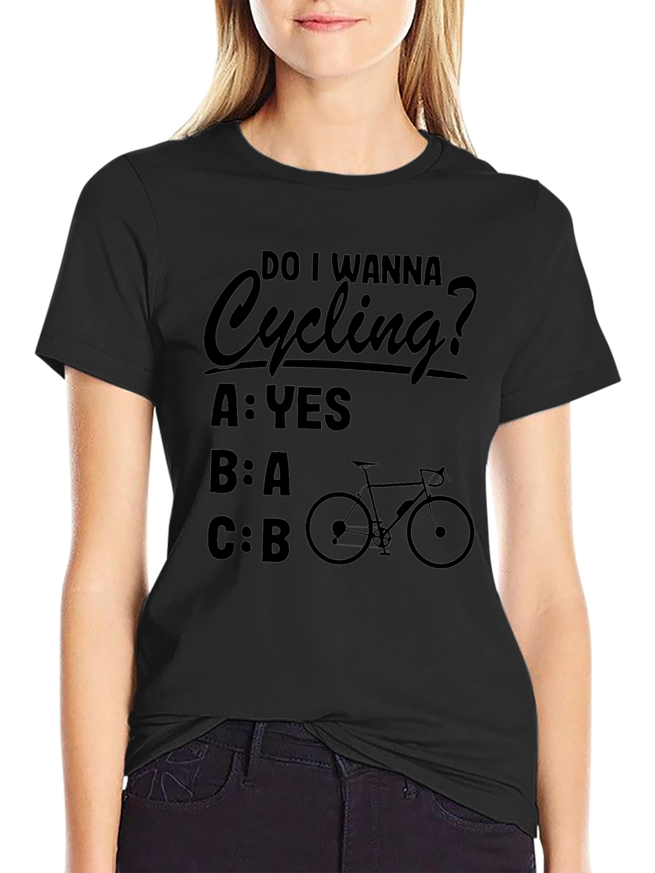 Camiseta Negra Ciclismo Pregunta Divertida