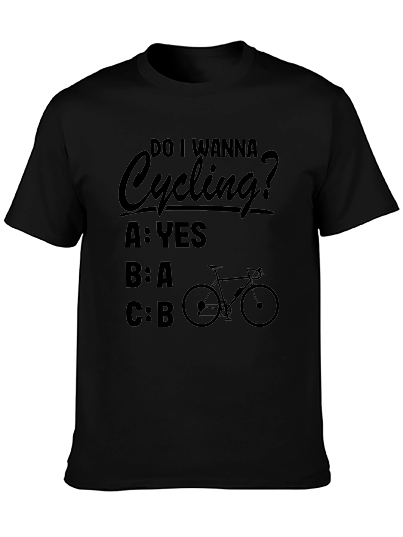 Camiseta Negra Ciclismo Pregunta Divertida