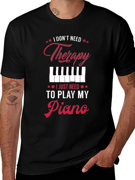 Camiseta Negra con Diseño de Piano para Amantes de la Música
