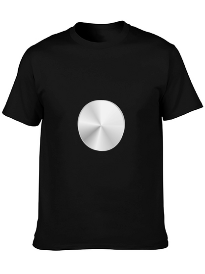 Camiseta Negra con Diseño Circular Metálico