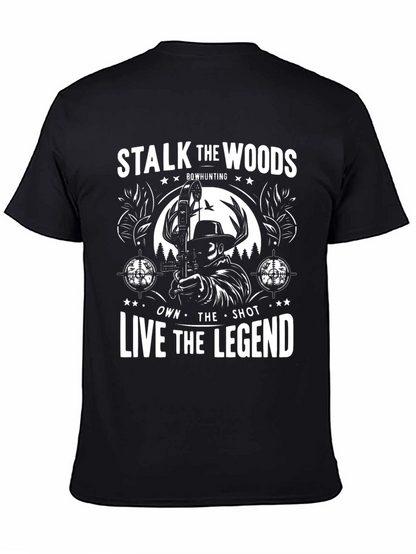 Camiseta Negra Acecha los Bosques de Caza con Arco