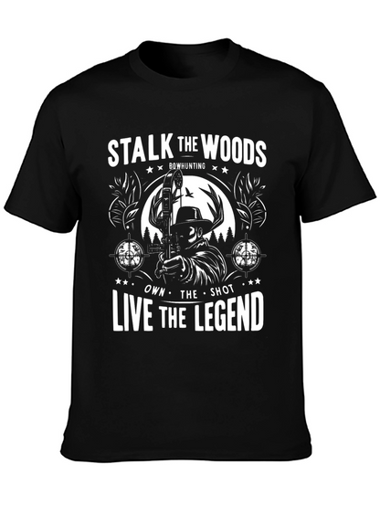 Camiseta Negra Acecha los Bosques de Caza con Arco