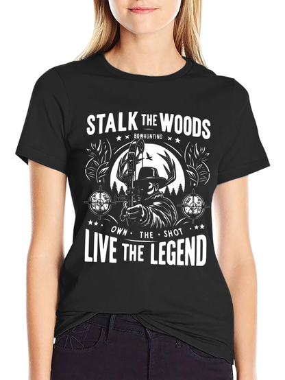 Camiseta Negra Acecha los Bosques de Caza con Arco