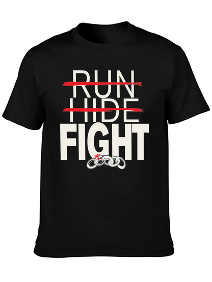 Camiseta Negra: Run Hide Fight - Diseño Único