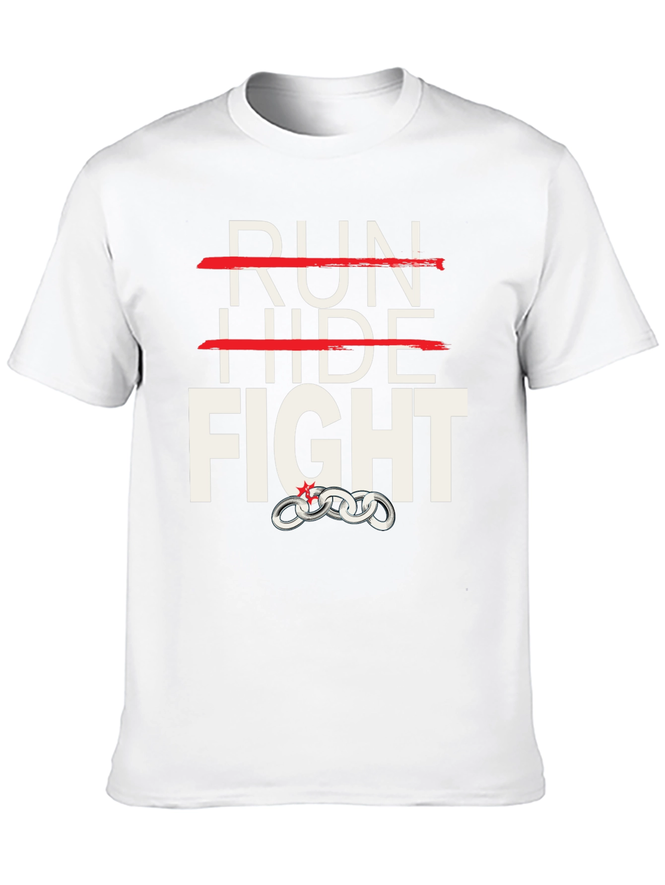Camiseta Negra: Run Hide Fight - Diseño Único