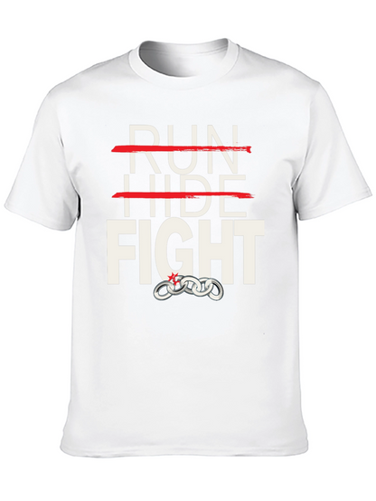Camiseta Negra: Run Hide Fight - Diseño Único