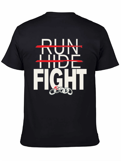 Camiseta Negra: Run Hide Fight - Diseño Único