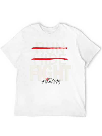 Camiseta Negra: Run Hide Fight - Diseño Único