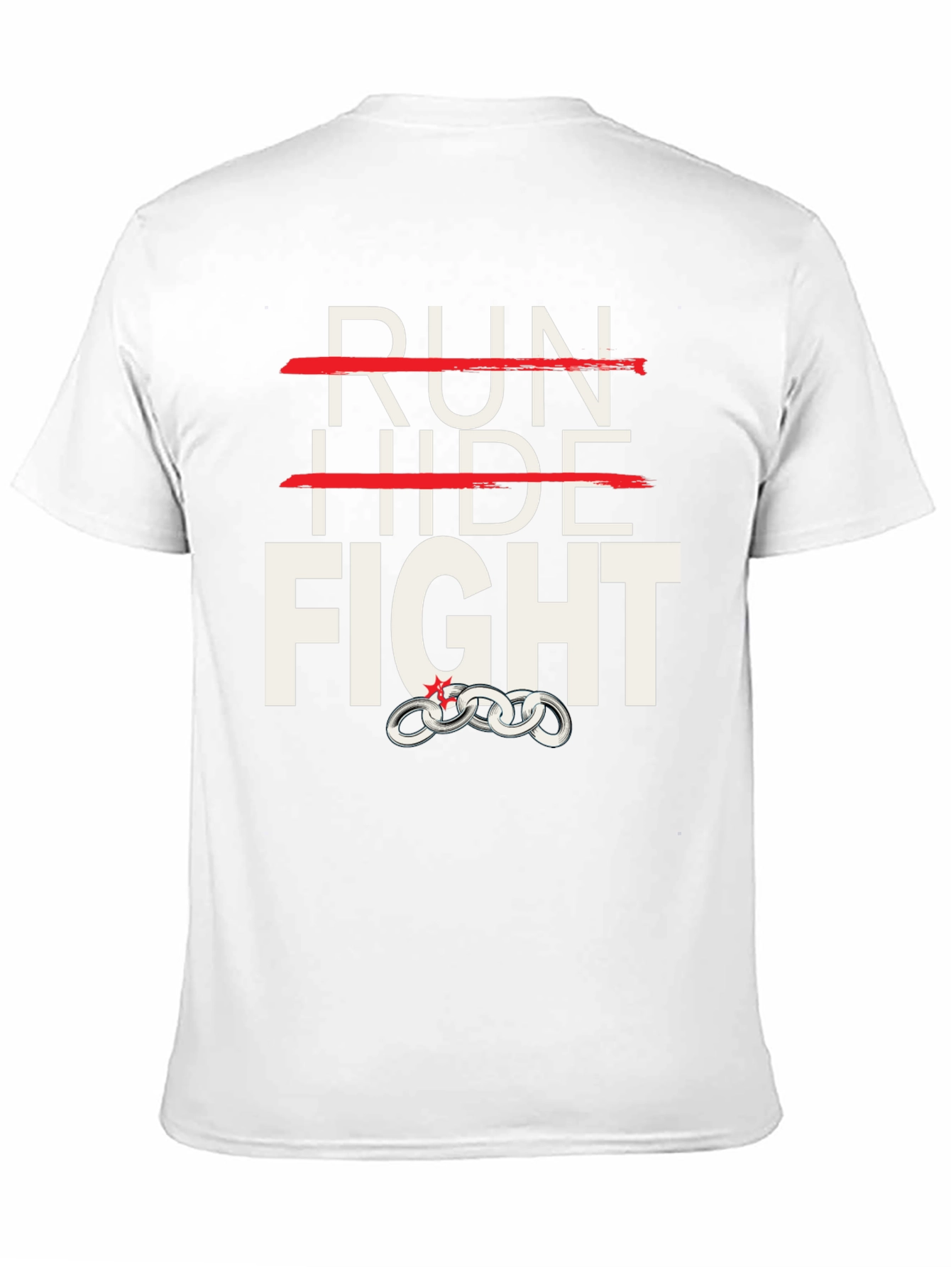 Camiseta Negra: Run Hide Fight - Diseño Único
