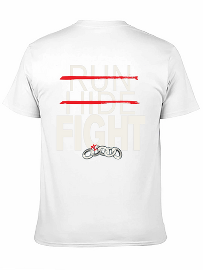 Camiseta Negra: Run Hide Fight - Diseño Único