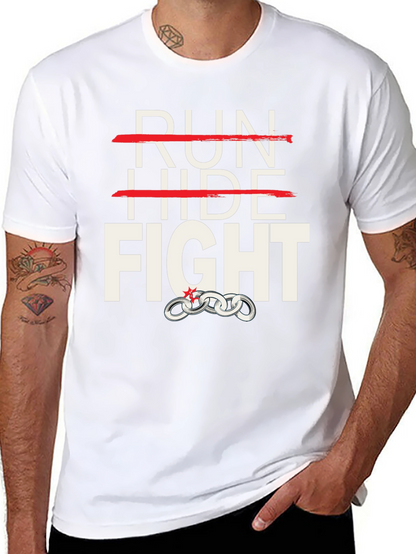 Camiseta Negra: Run Hide Fight - Diseño Único
