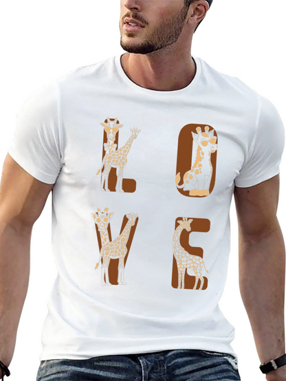 Camiseta Negra con Diseño de Jirafas LOVE