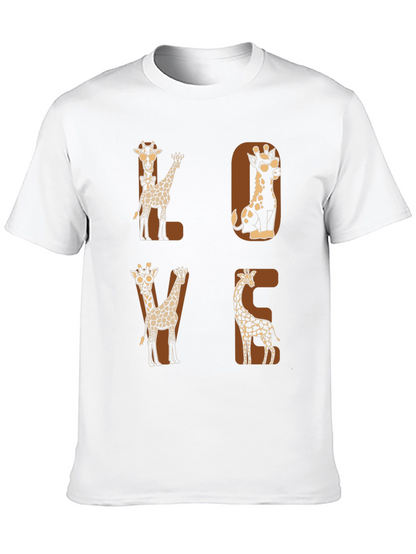 Camiseta Negra con Diseño de Jirafas LOVE