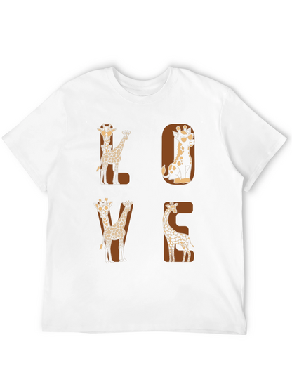 Camiseta Negra con Diseño de Jirafas LOVE