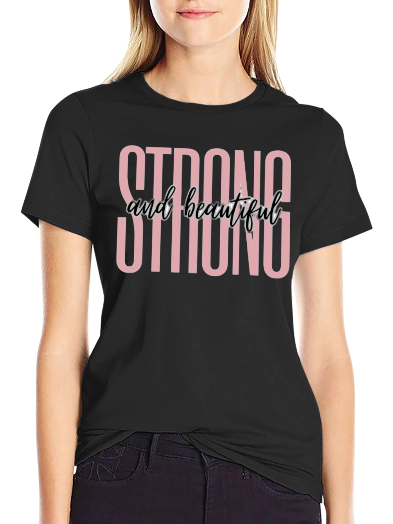 Camiseta Negra Fuerte y Hermosa