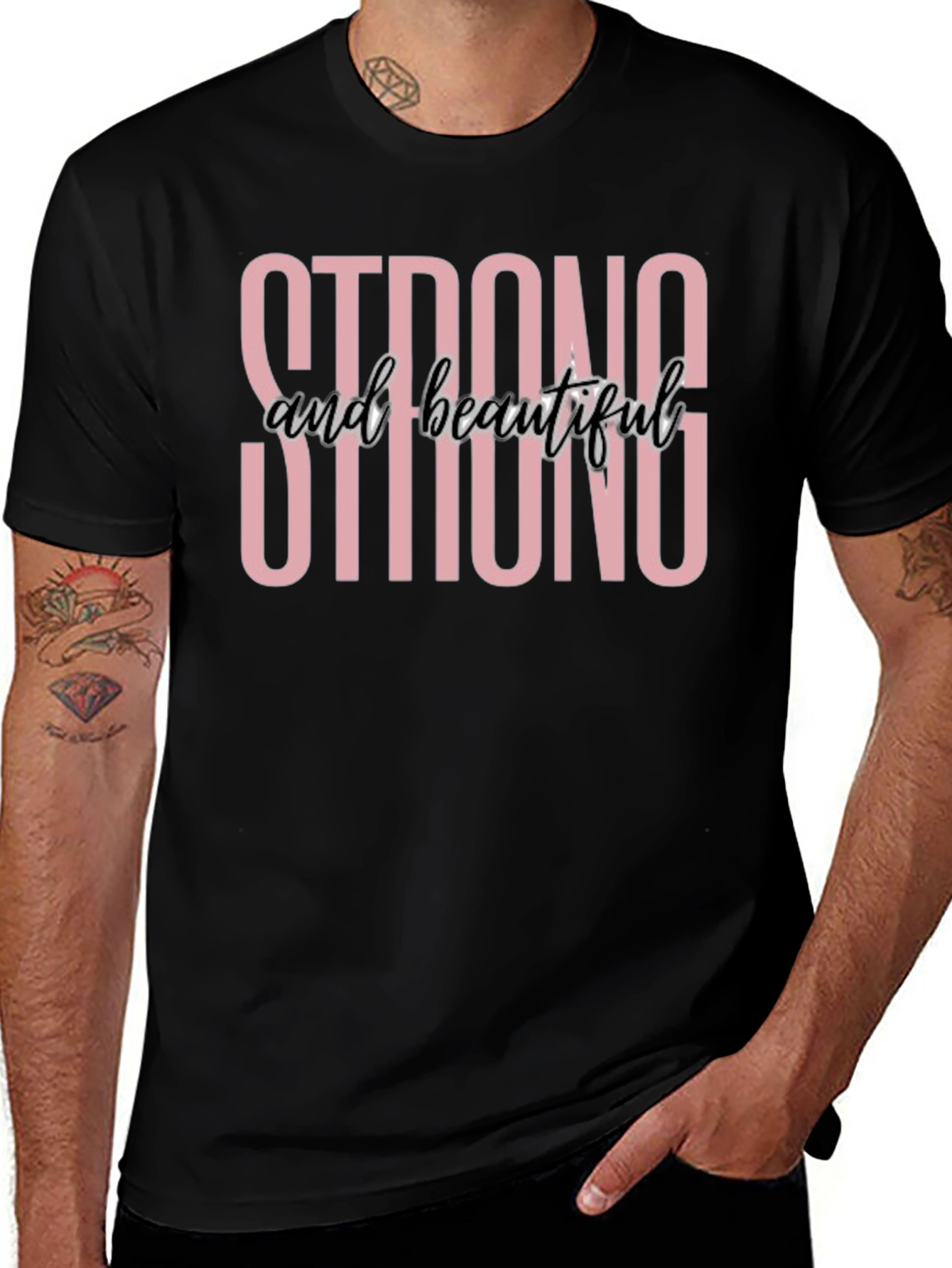 Camiseta Negra Fuerte y Hermosa