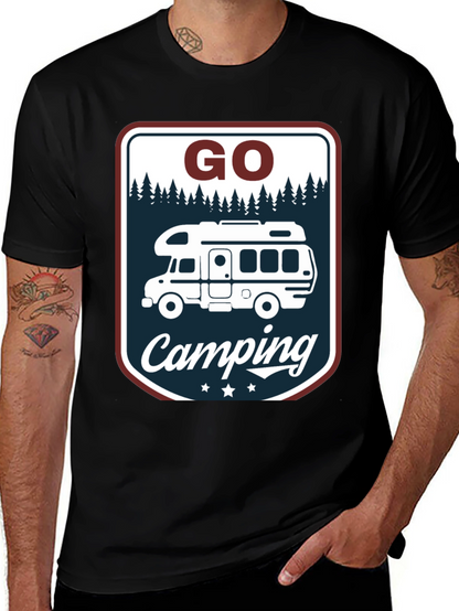 Camiseta Negra Go Camping para Aventura al Aire Libre