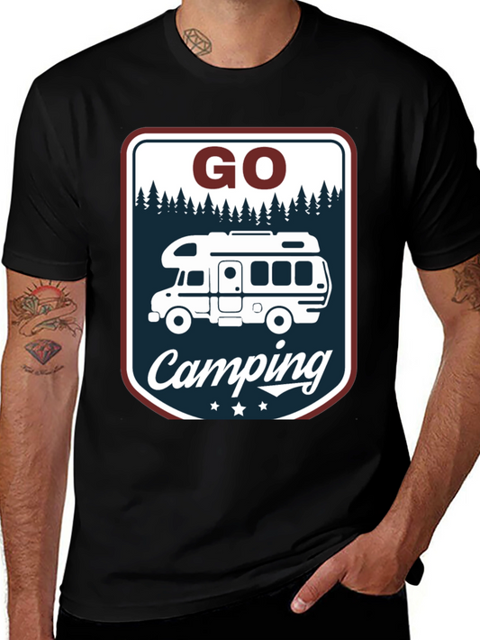 Camiseta Negra Go Camping para Aventura al Aire Libre