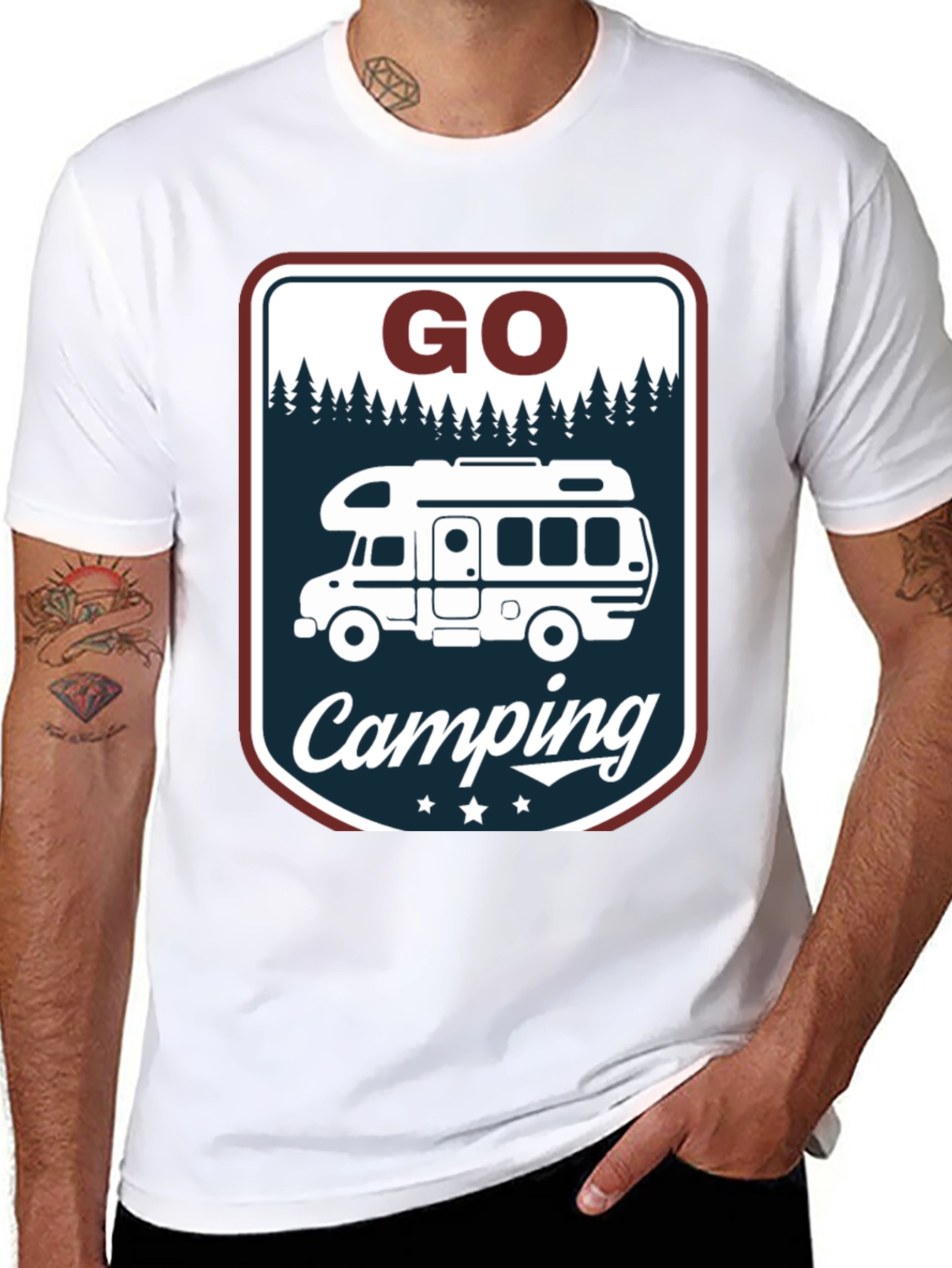 Camiseta Negra Go Camping para Aventura al Aire Libre