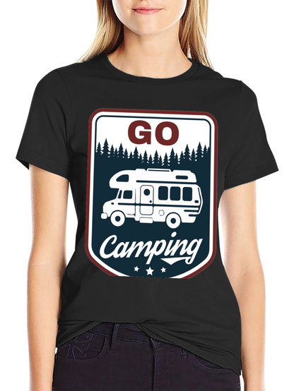 Camiseta Negra Go Camping para Aventura al Aire Libre
