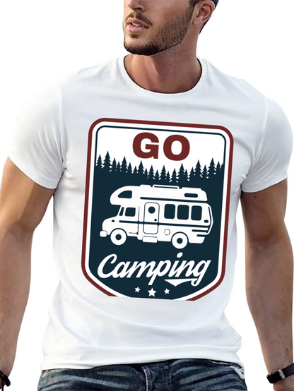 Camiseta Negra Go Camping para Aventura al Aire Libre