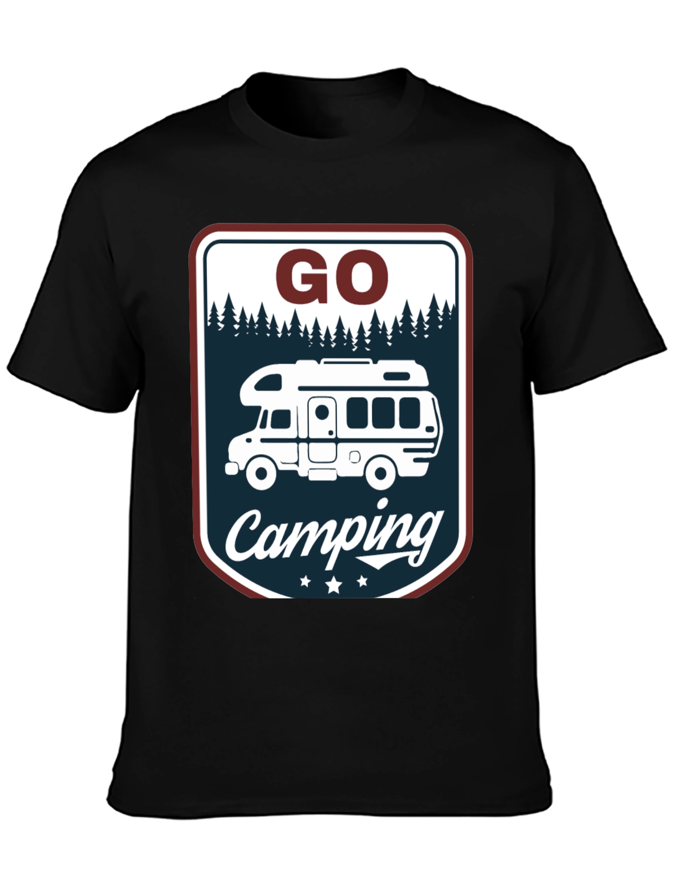 Camiseta Negra Go Camping para Aventura al Aire Libre