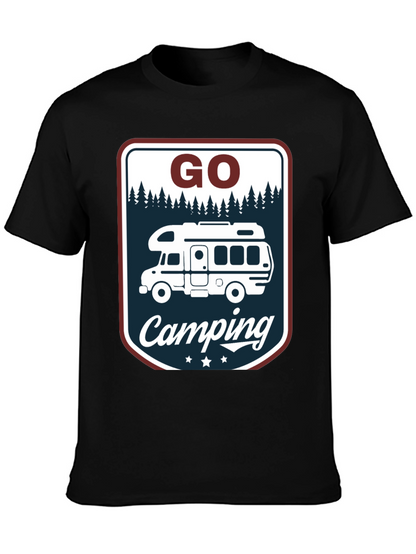Camiseta Negra Go Camping para Aventura al Aire Libre
