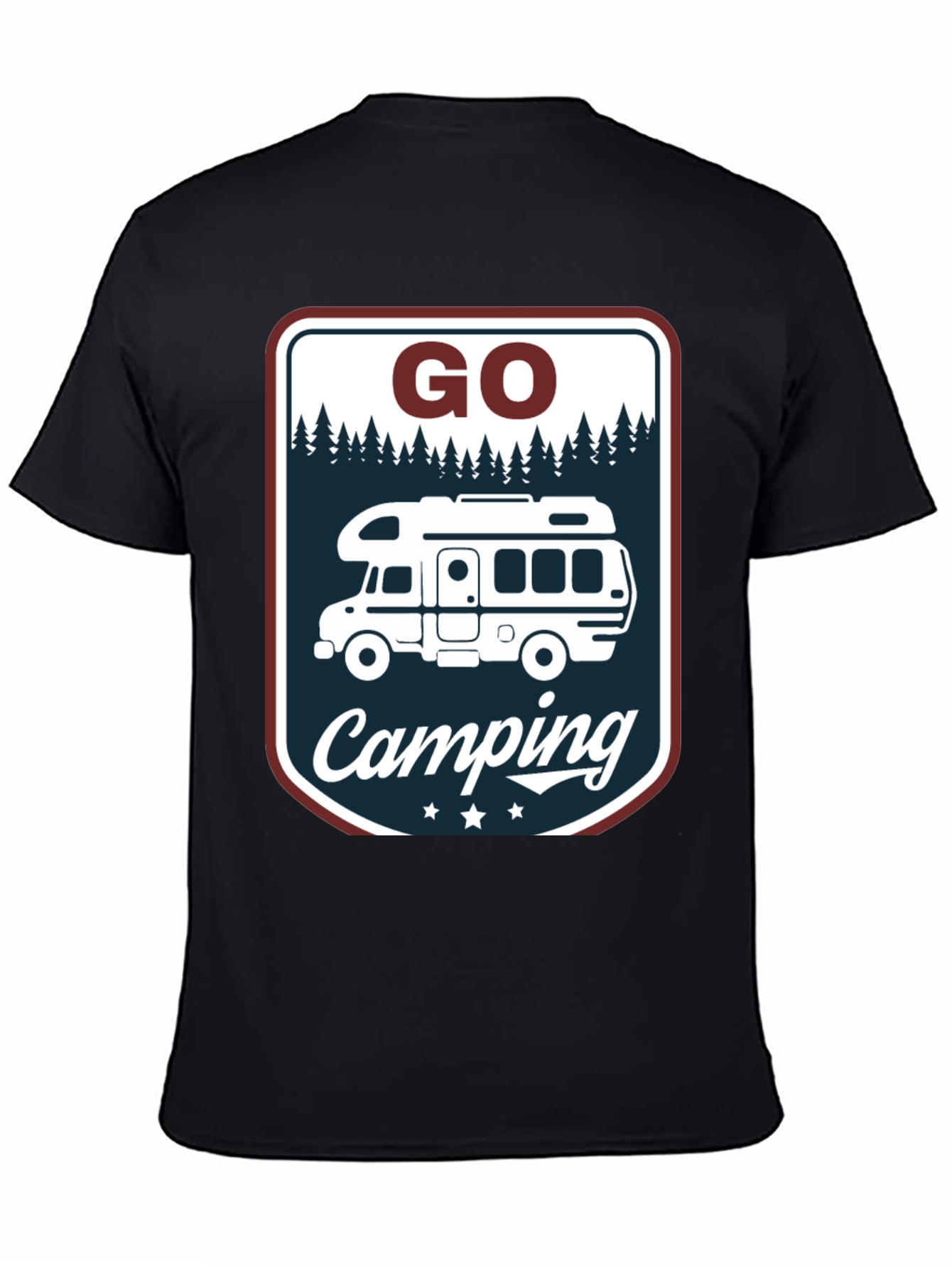 Camiseta Negra Go Camping para Aventura al Aire Libre
