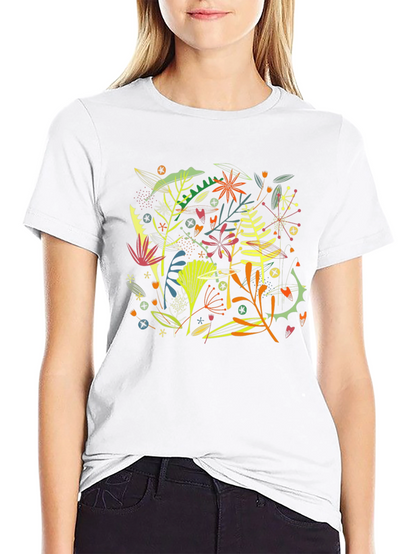Camiseta Negra Hombre Diseño Floral Abstracto Moderno