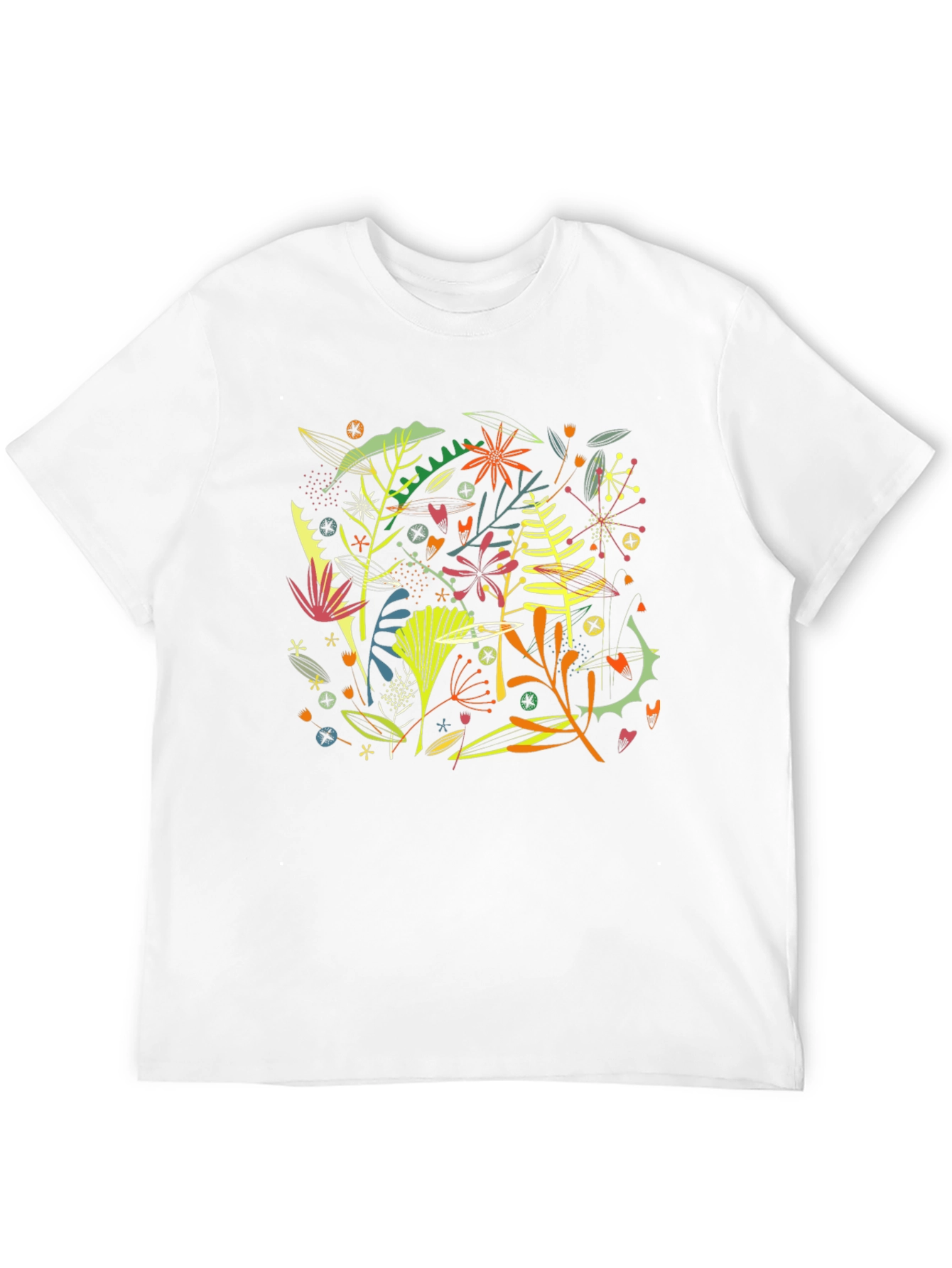 Camiseta Negra Hombre Diseño Floral Abstracto Moderno