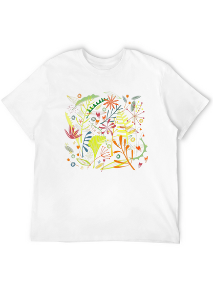 Camiseta Negra Hombre Diseño Floral Abstracto Moderno