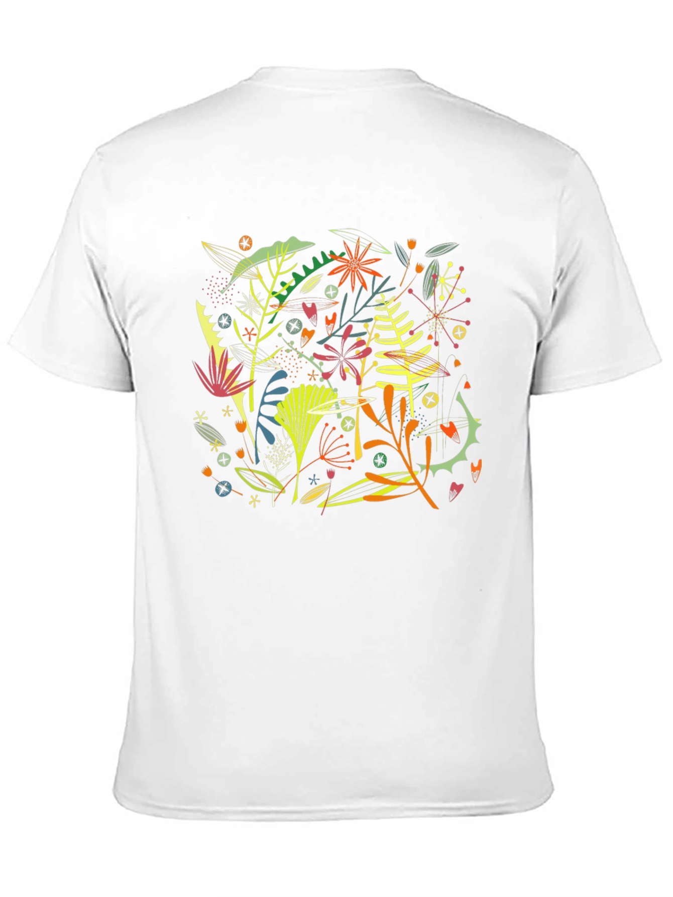 Camiseta Negra Hombre Diseño Floral Abstracto Moderno