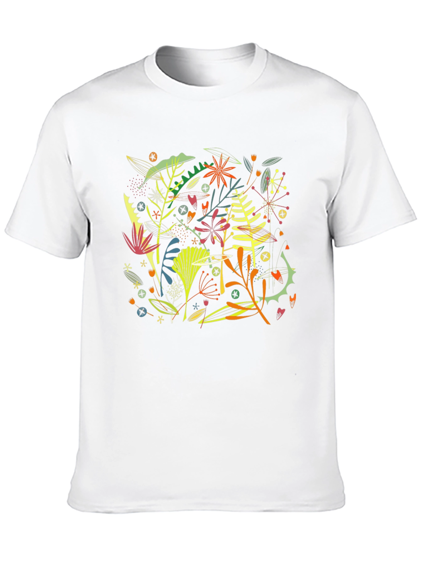 Camiseta Negra Hombre Diseño Floral Abstracto Moderno