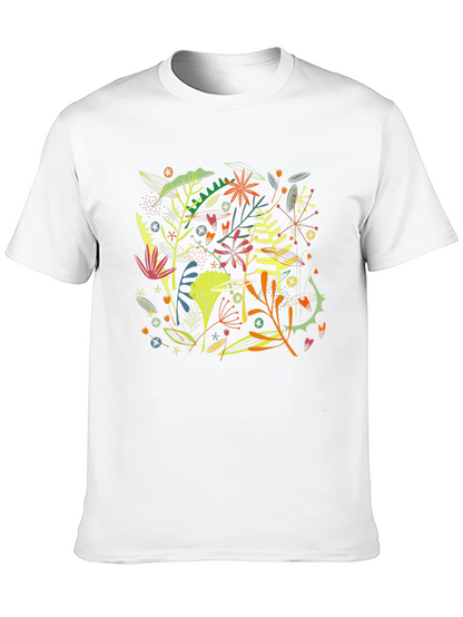 Camiseta Negra Hombre Diseño Floral Abstracto Moderno