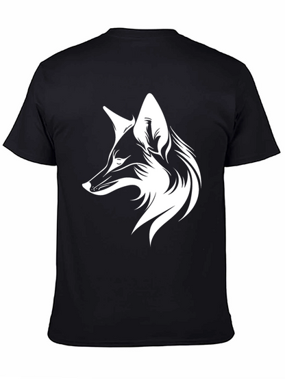 Camiseta Negra con Diseño de Zorro Blanco