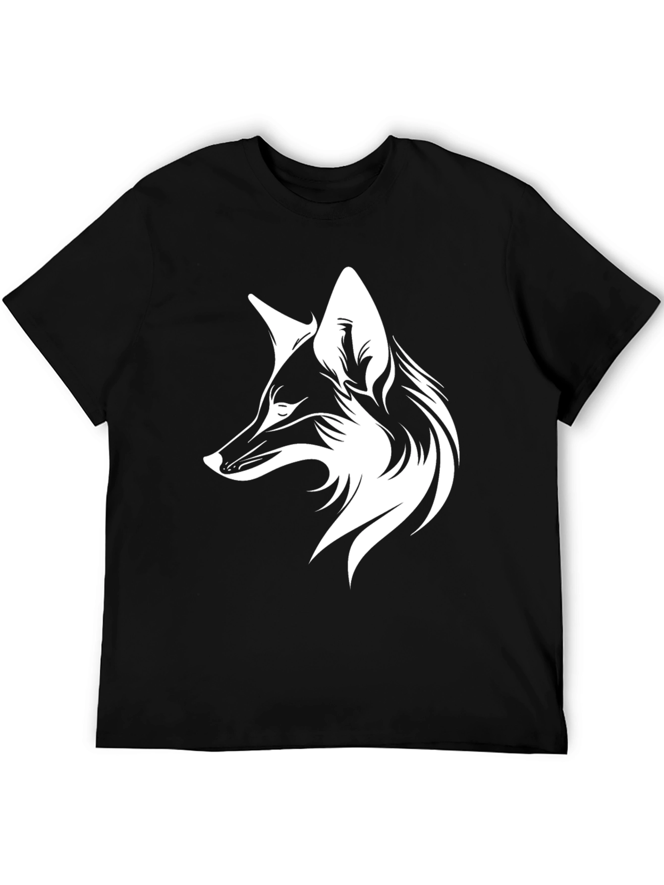 Camiseta Negra con Diseño de Zorro Blanco
