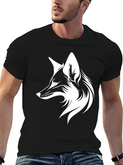 Camiseta Negra con Diseño de Zorro Blanco