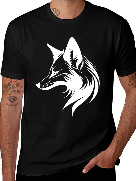 Camiseta Negra con Diseño de Zorro Blanco