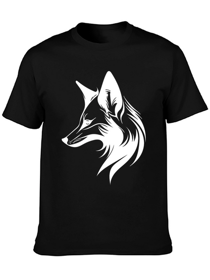 Camiseta Negra con Diseño de Zorro Blanco