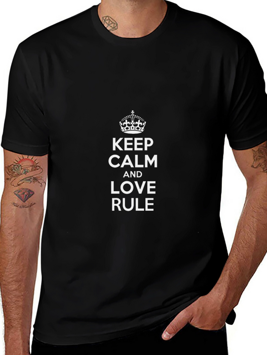 Camiseta Negra Keep Calm and Love Rule para Hombre