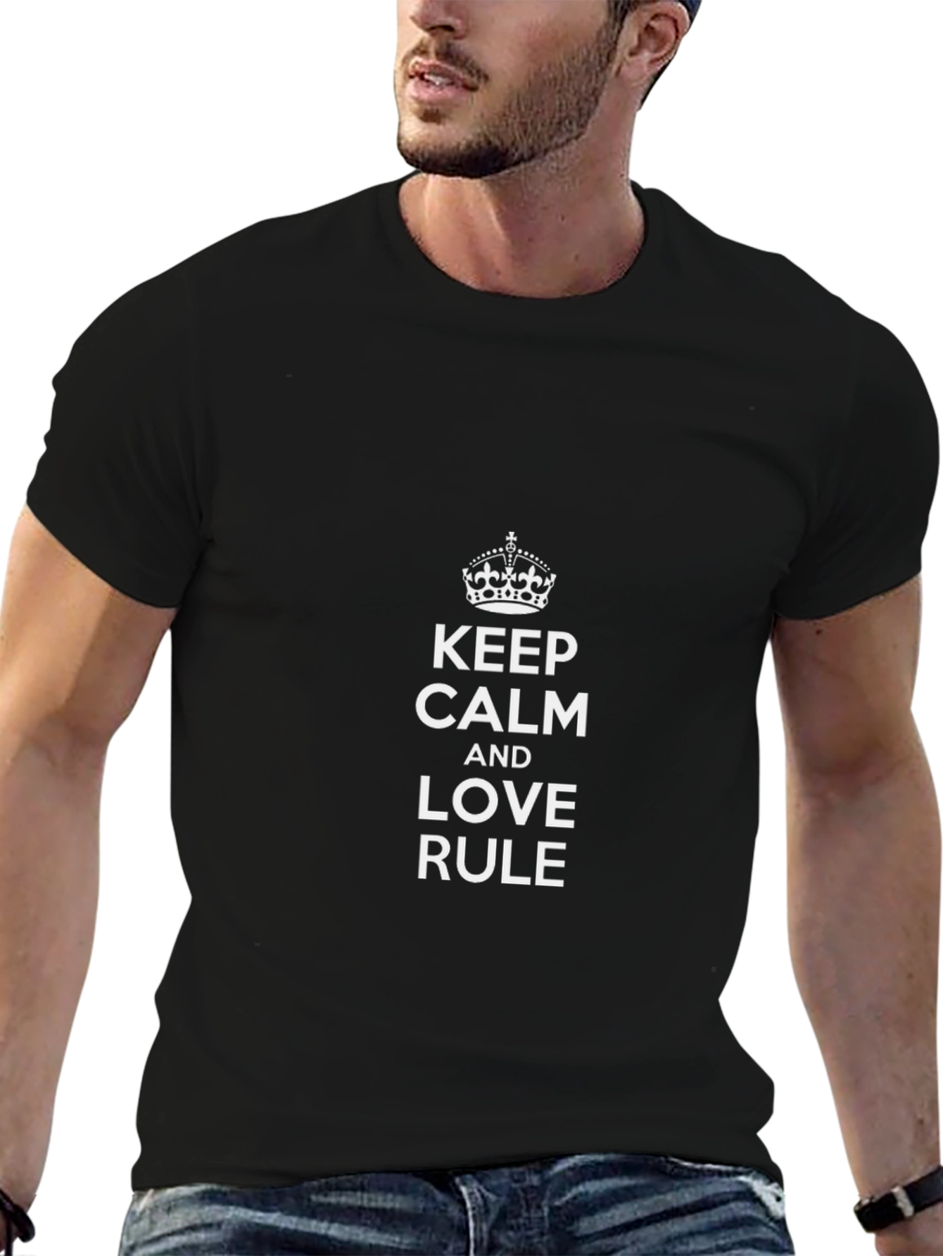 Camiseta Negra Keep Calm and Love Rule para Hombre