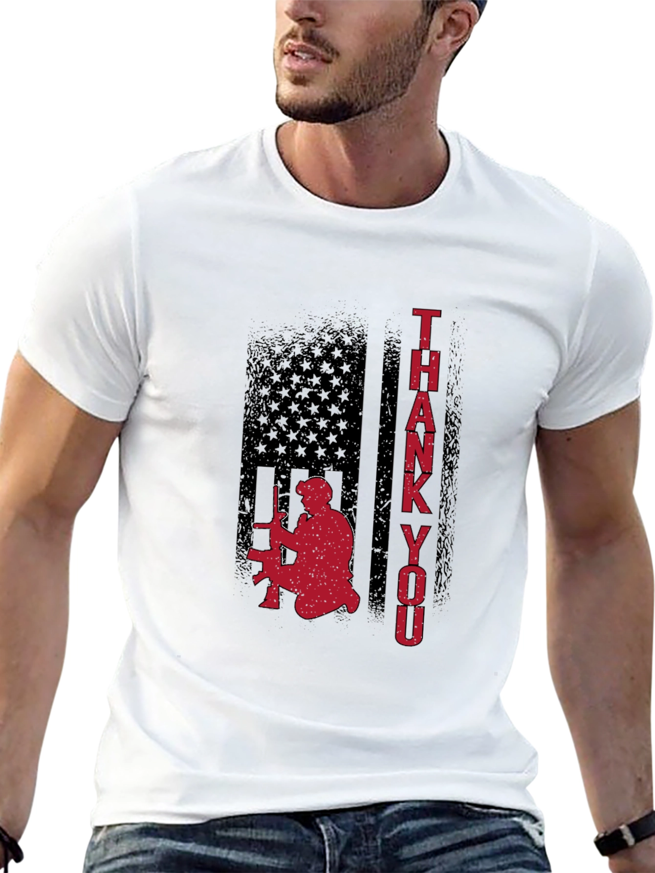 Camiseta Negra Gracias Patriótica Militar